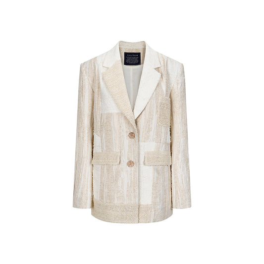 Anno Mundi Mottled Cotton Linen Panelled Suit Jacket