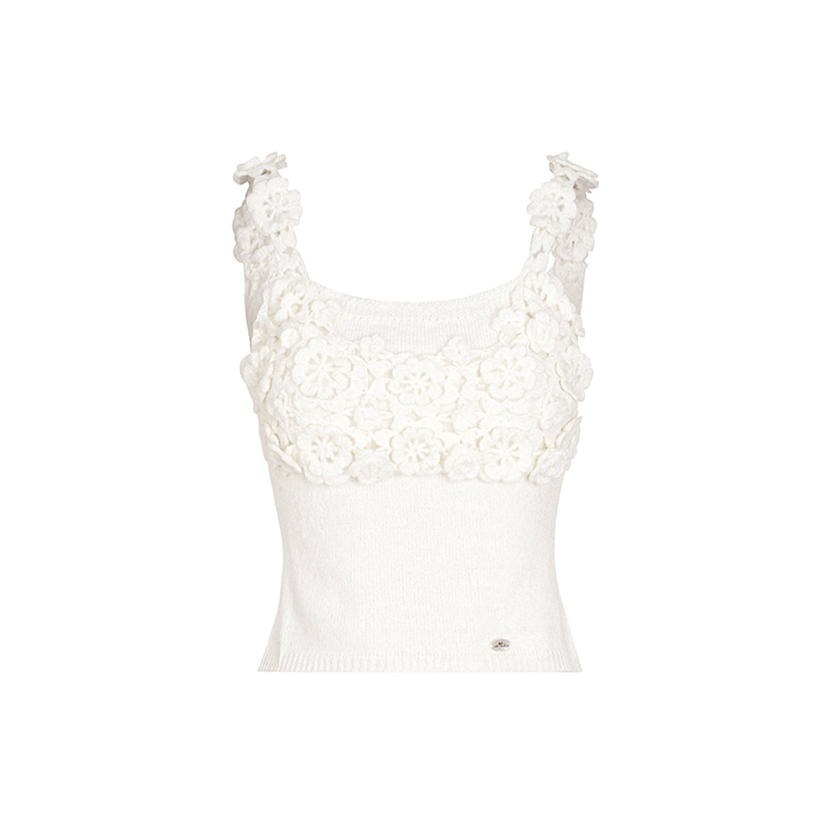 Kroche 3D Hand Crochet U-Neck Sling Vest White