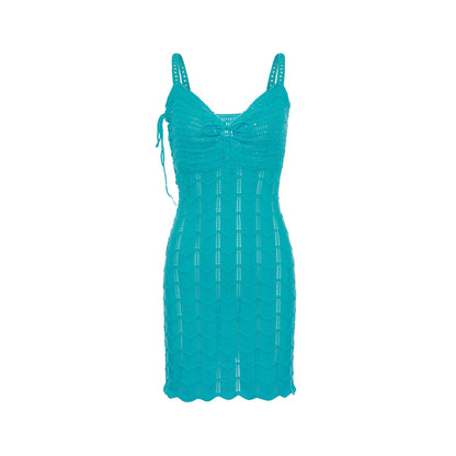 Rocha Roma Wavy Hand Crochet Beaded Slip Dress