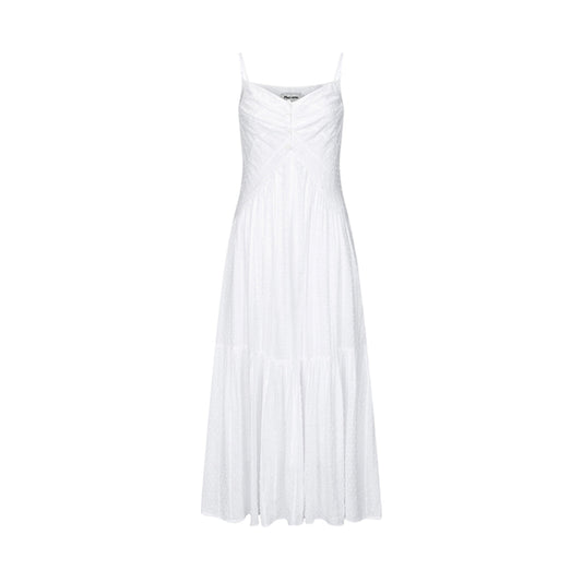 Marc Moore Jacquard V-Neck Sleeveless Dress White