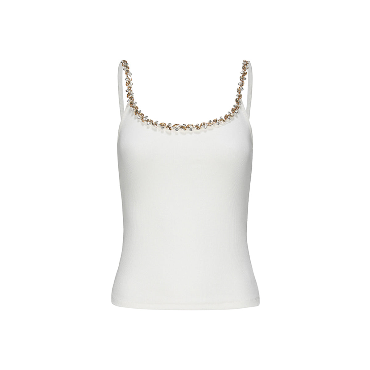 AGAM Sparking Rhinestone Camisole Vest White