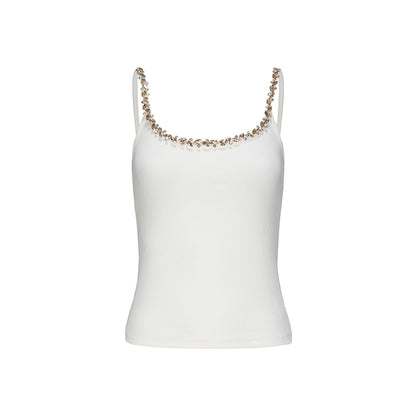 AGAM Sparking Rhinestone Camisole Vest White