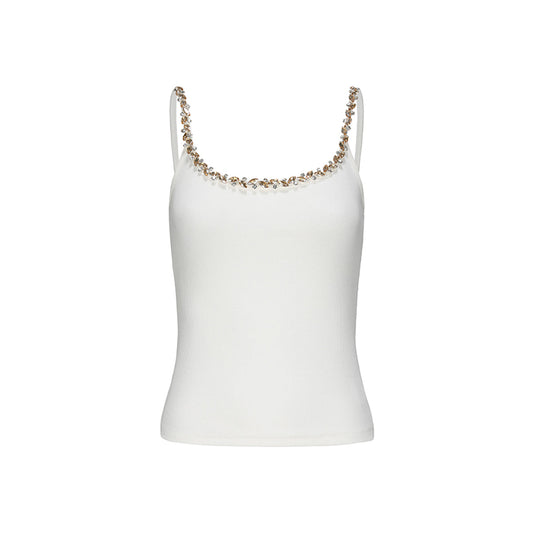 AGAM Sparking Rhinestone Camisole Vest White