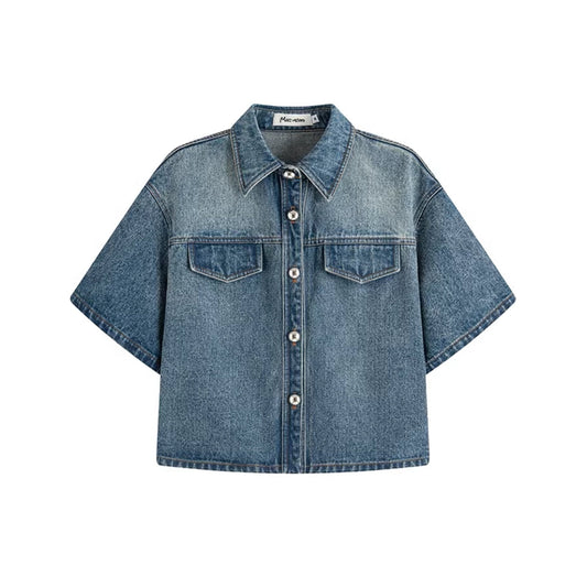 Marc Moore Vintage Washed Denim Short Shirt