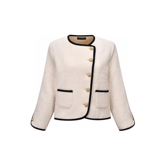 Three Quarters Asymmetry Wool Coat White