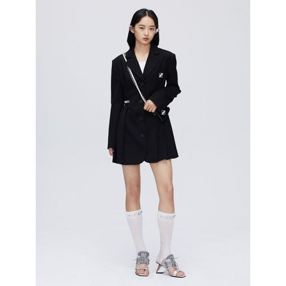 Revan Logo Patch Pouch Blazer Dress Black