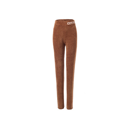 Cottia Jacquard Logo Knit Pants Brown