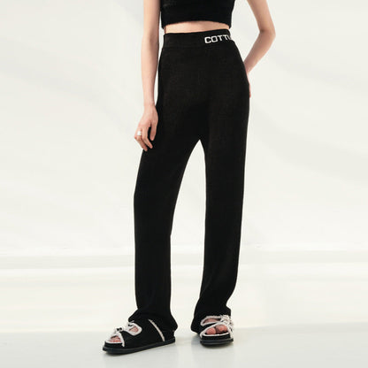 Cottia Jacquard Logo Knit Pants Black