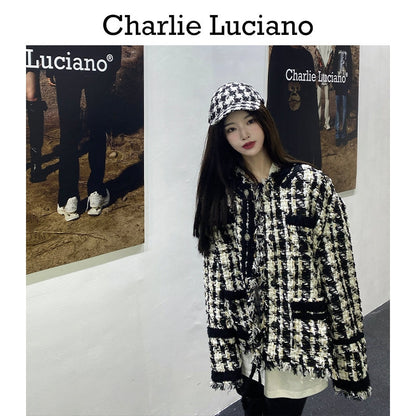 Charlie Luciano Tweed Tassel Jacket Black/White