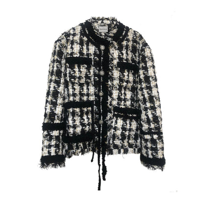 Charlie Luciano Tweed Tassel Jacket Black/White