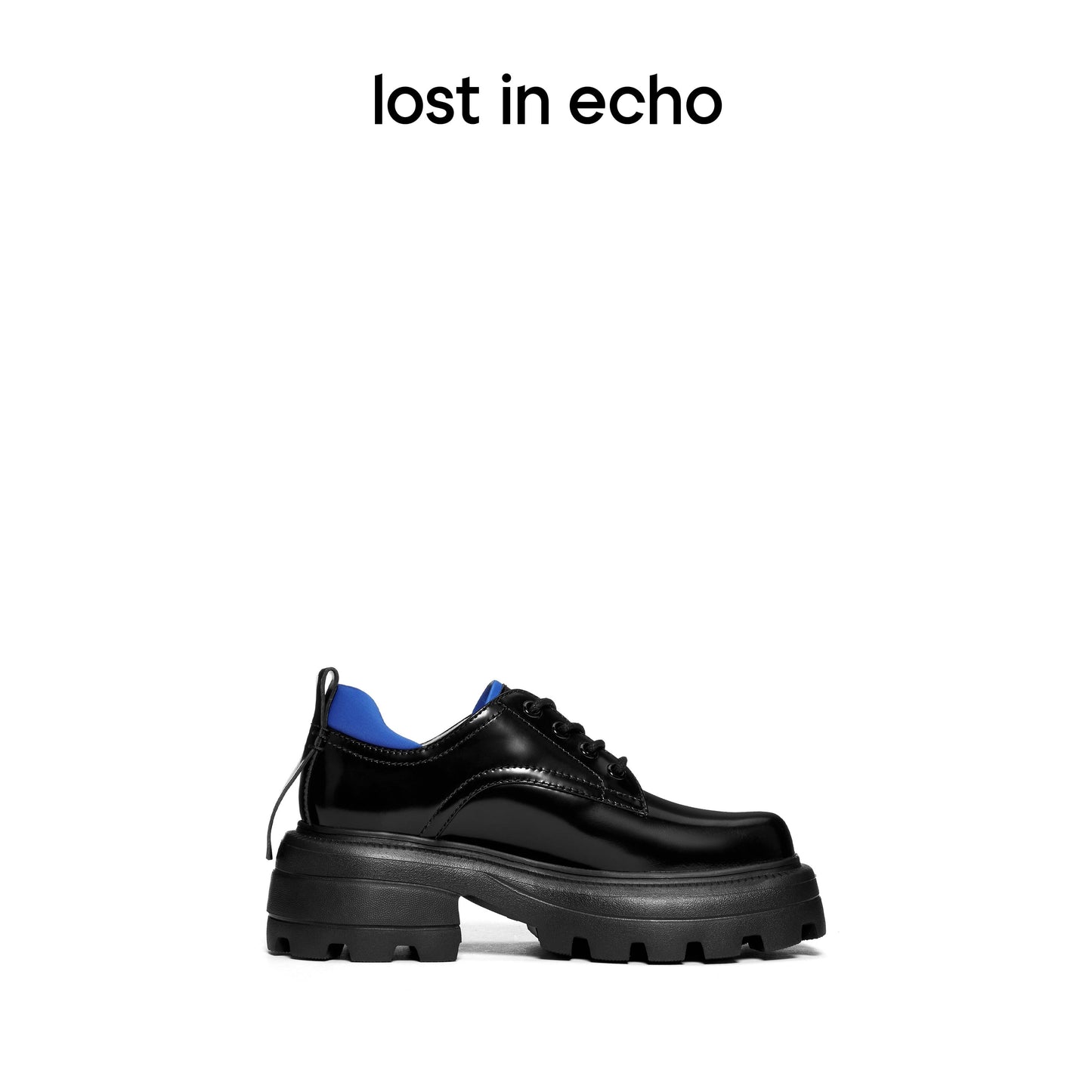 Lost In Echo Square Toe Platform Foam Brogues Black