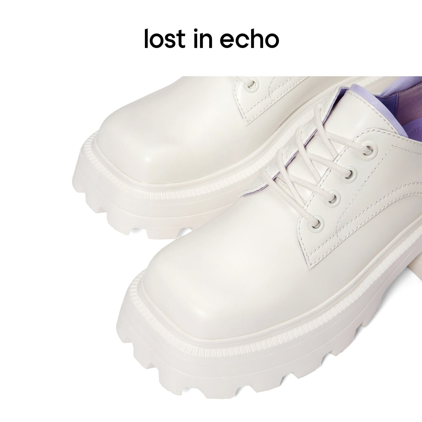 Lost In Echo Square Toe Platform Foam Brogues White