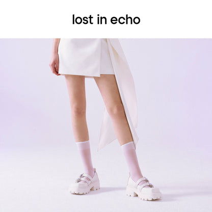 Lost In Echo Belt Buckle Mary Jane Flats White