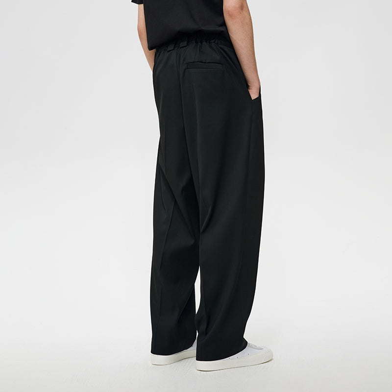 Unawares Double Buckle Pleated Suit Pants Black