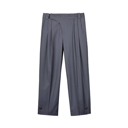 Unawares Double Buckle Pleated Suit Pants Grey