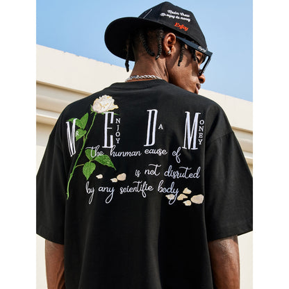 MEDM Embroidery Rose Logo Tee Black