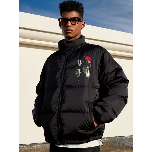 MEDM Embroidery Rose Logo Down Jacket Black