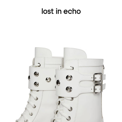 Lost In Echo Belt Platform Boots White