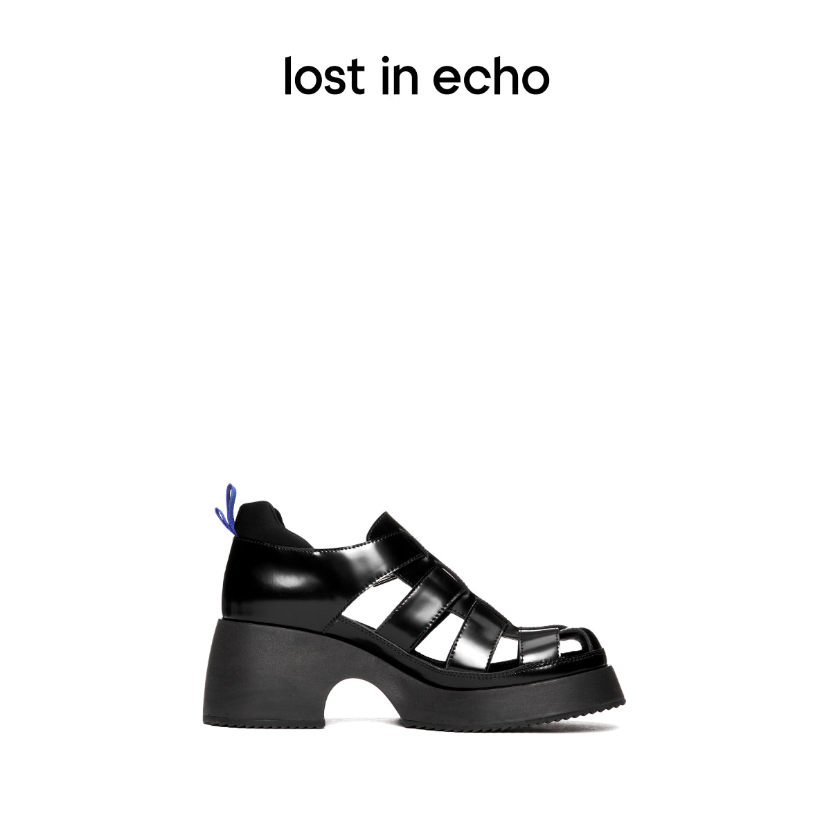 Lost In Echo Heel Leather Roman Sandals Black