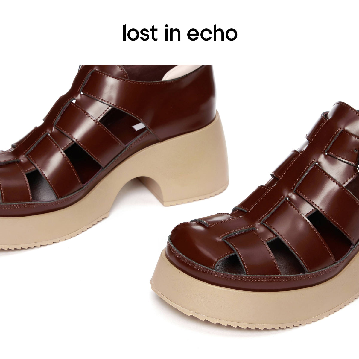 Lost In Echo Heel Leather Roman Sandals Burgundy