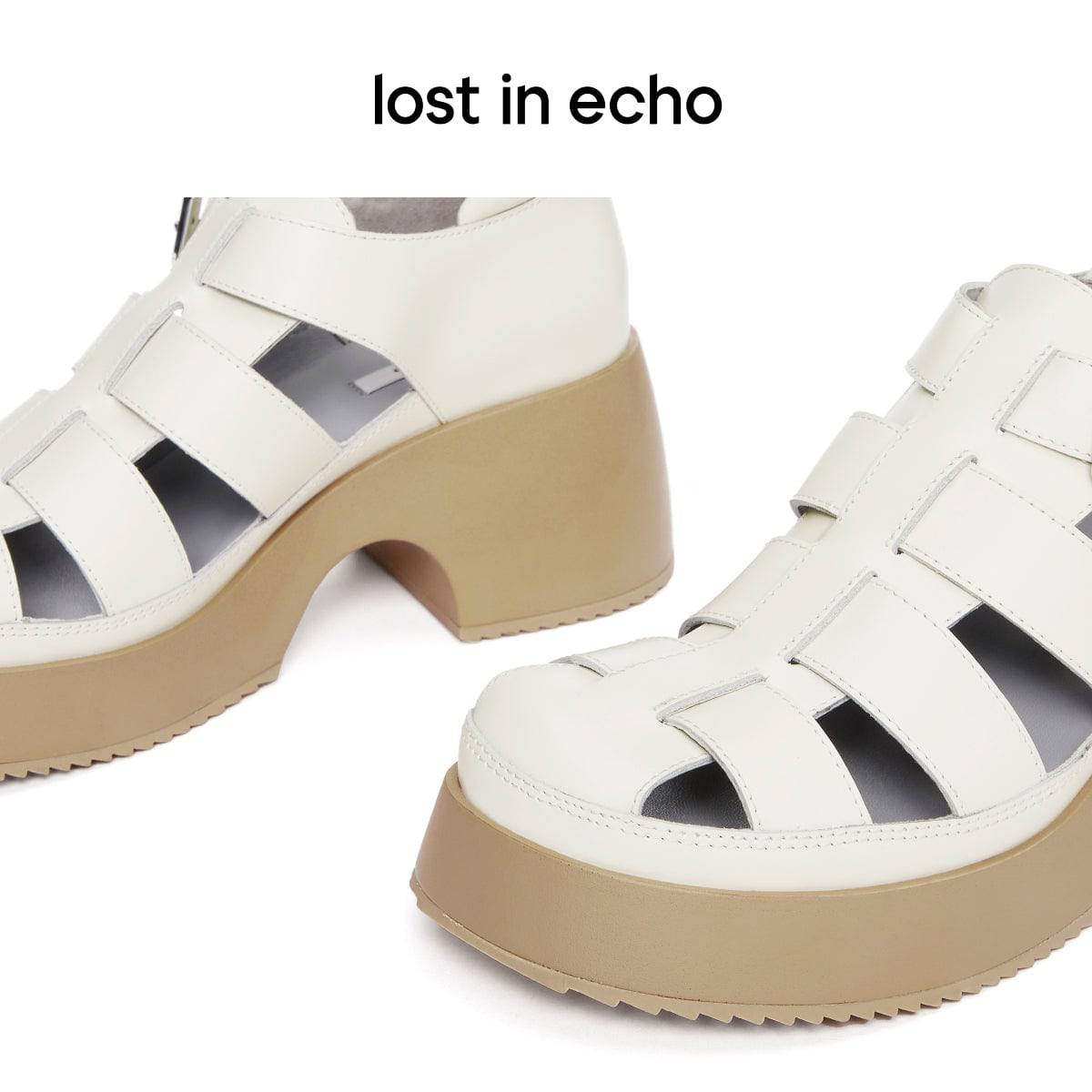 Lost In Echo Heel Leather Roman Sandals White