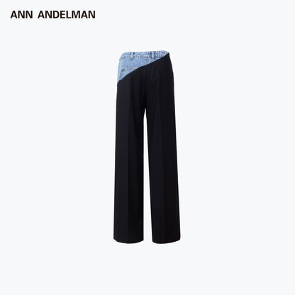 Ann Andelman Color Blocked Patchwork Denim Suit Pants