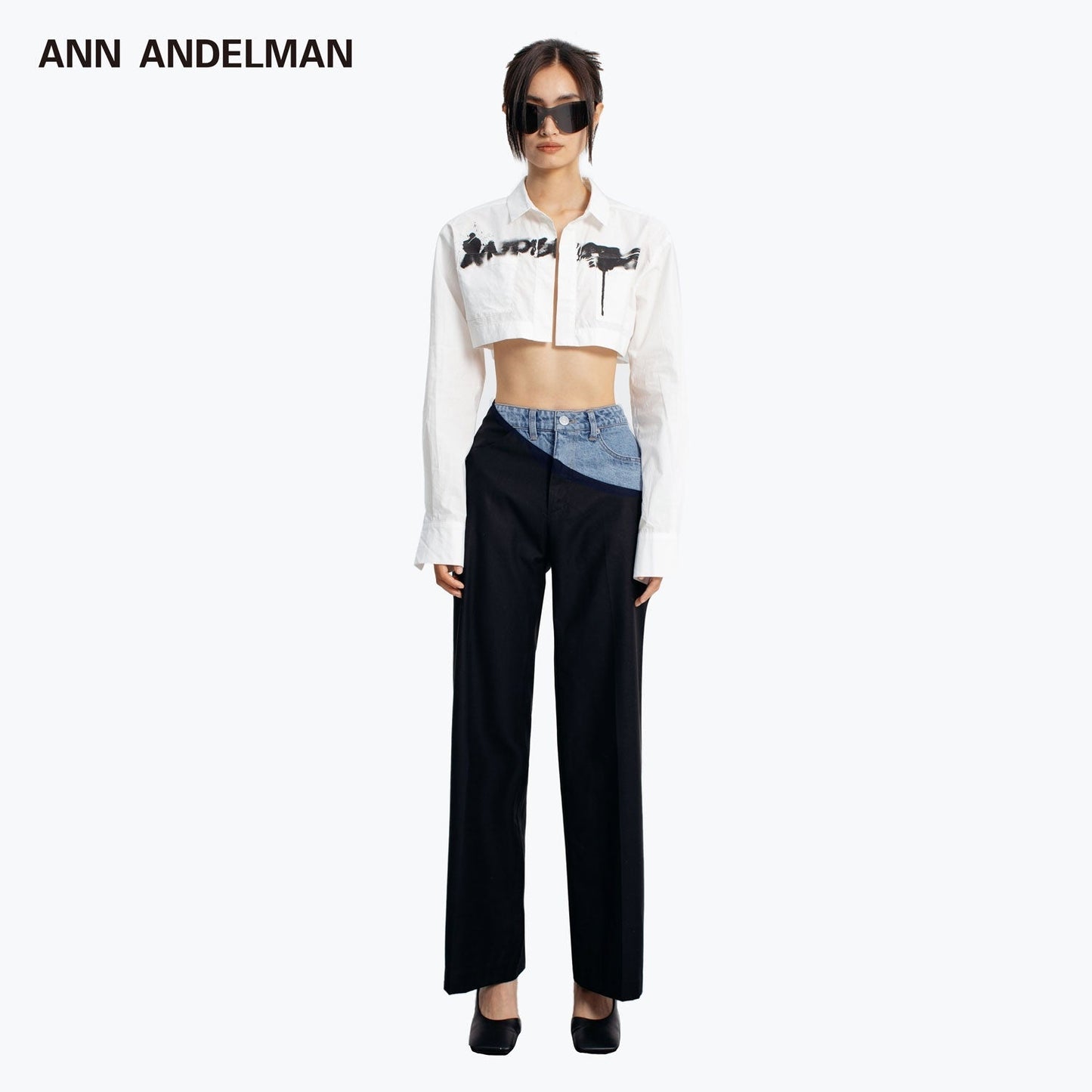 Ann Andelman Color Blocked Patchwork Denim Suit Pants