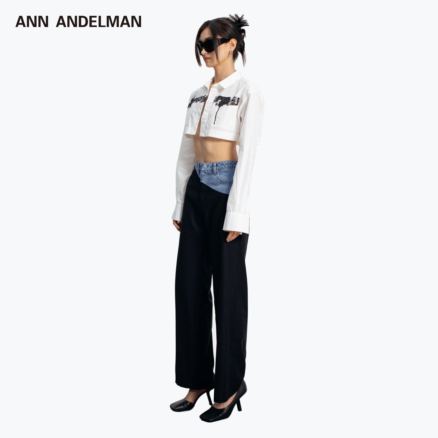 Ann Andelman Color Blocked Patchwork Denim Suit Pants