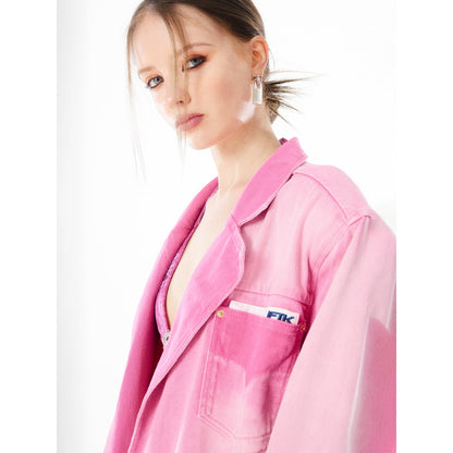 IFIK Tribute To Justin Oversize Denim Blazer Pink