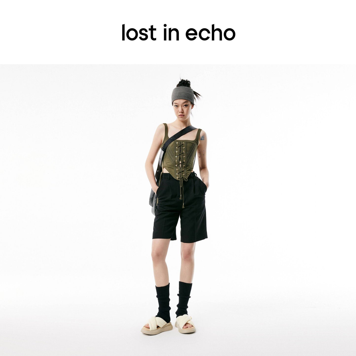 Lost In Echo Cross Strap Pump Slipper Cream