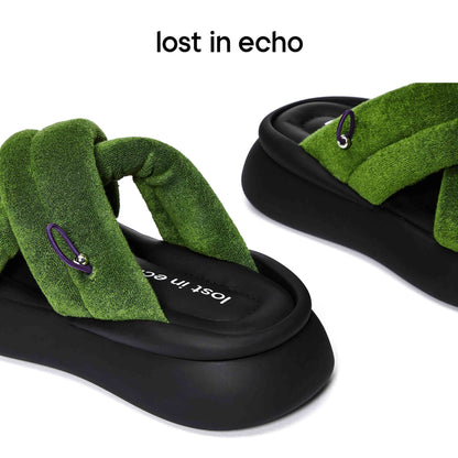 Lost In Echo Cross Strap Pump Slipper Green