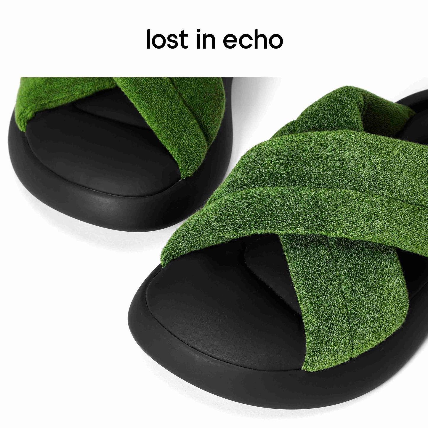 Lost In Echo Cross Strap Pump Slipper Green