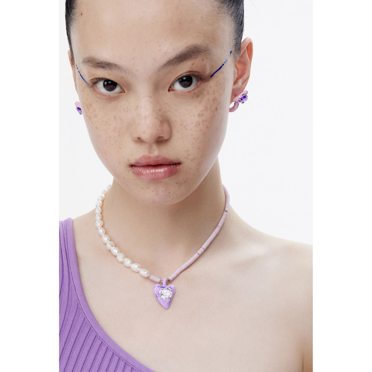 Lost In Echo Pearl Enamel Colored Necklace Purple