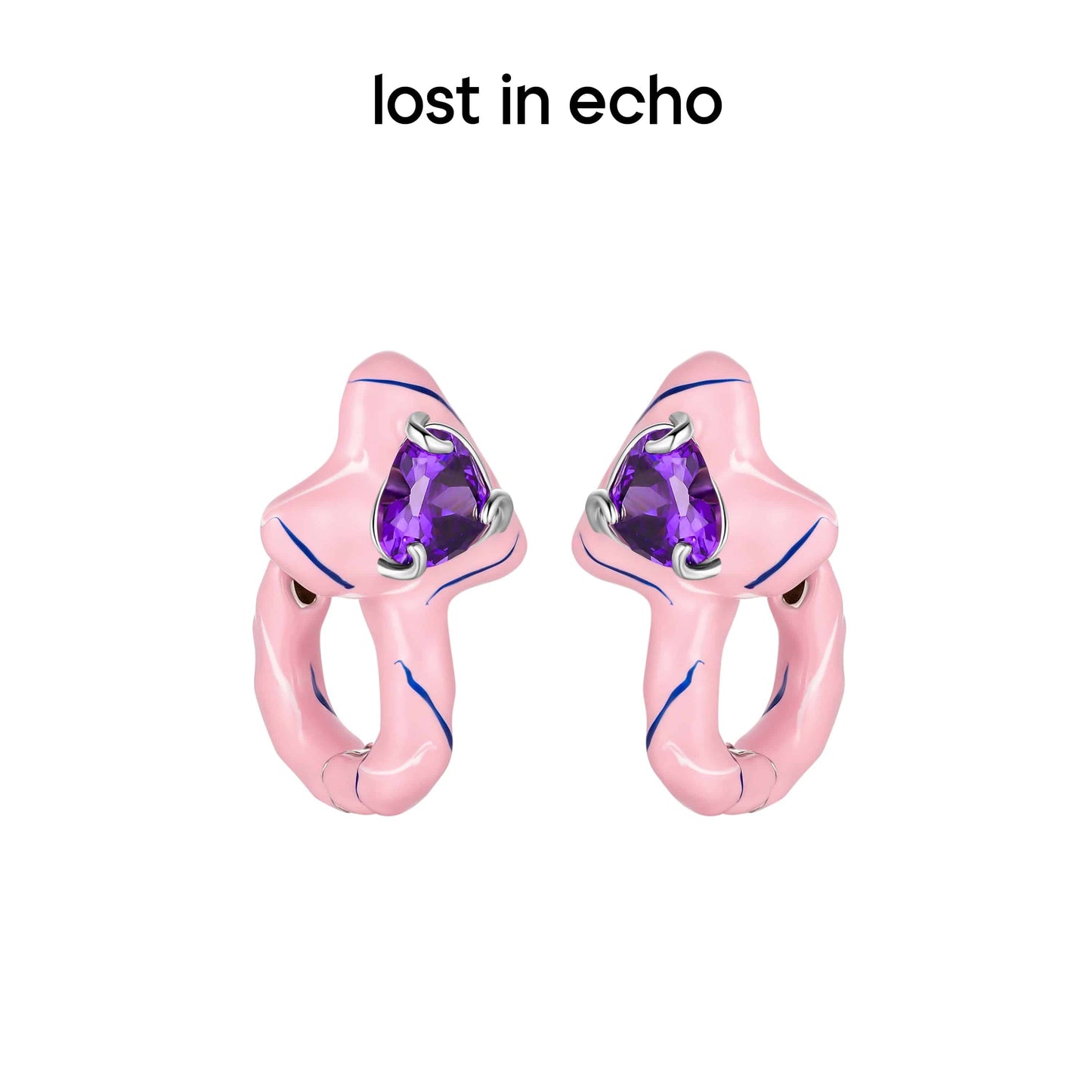 Lost In Echo Colored Enamel Heart Earrings Pink