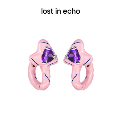 Lost In Echo Colored Enamel Heart Earrings Pink