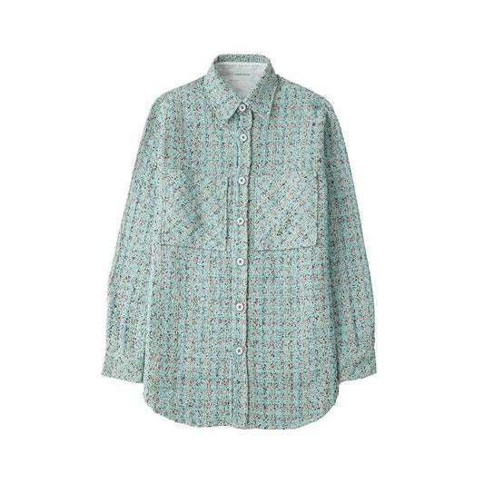 Charlie Luciano Tweed Over Shirt Peacock Blue