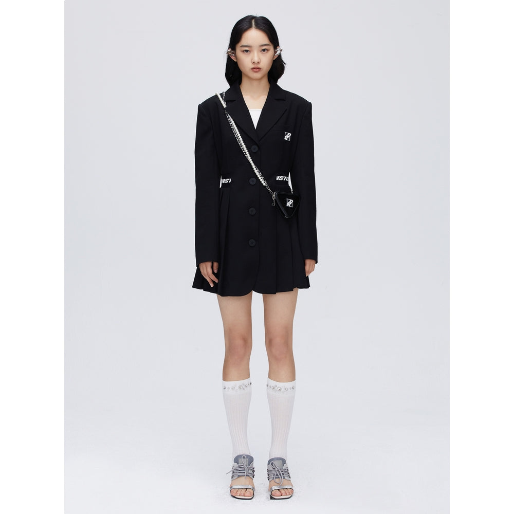 Revan Logo Patch Pouch Blazer Dress Black