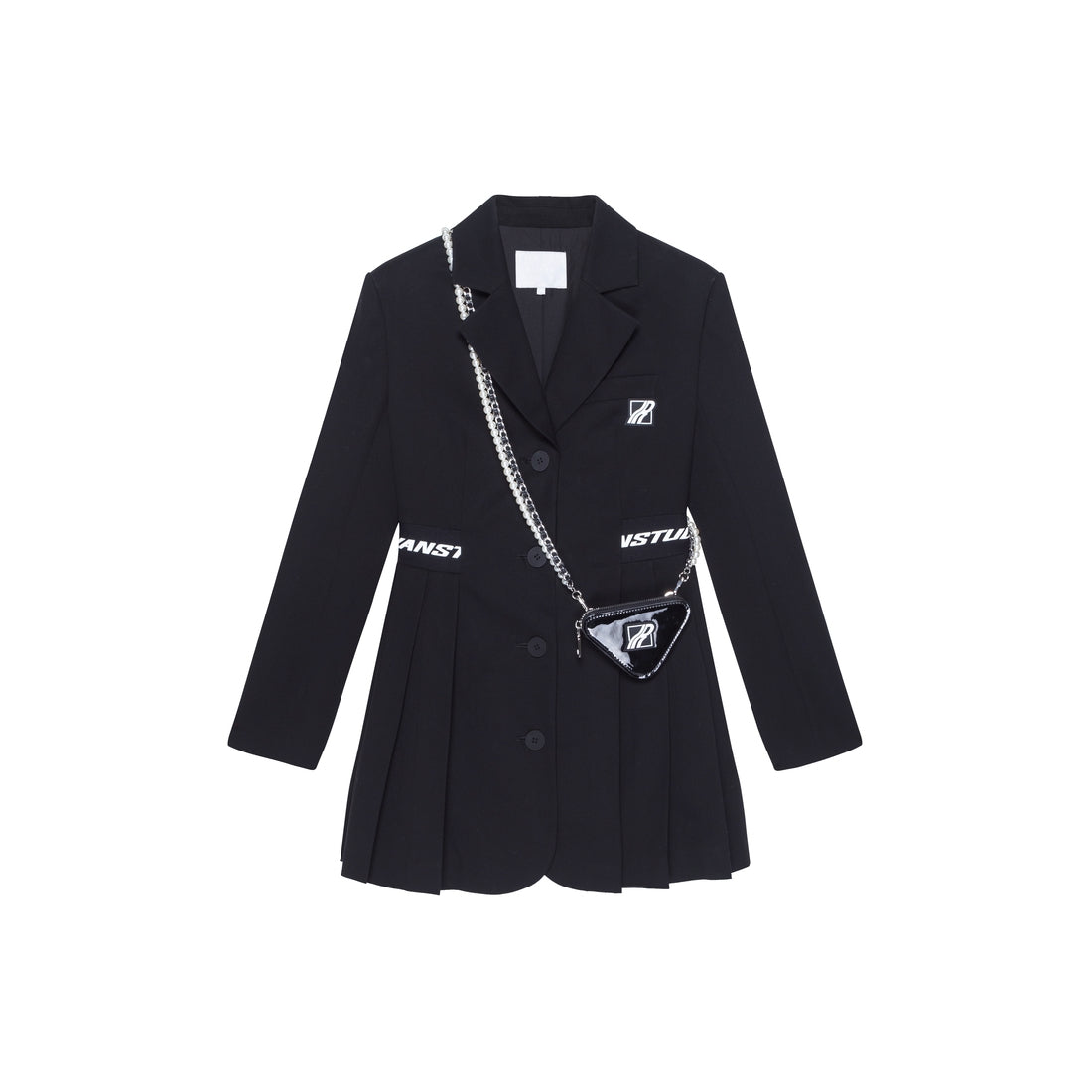 Revan Logo Patch Pouch Blazer Dress Black