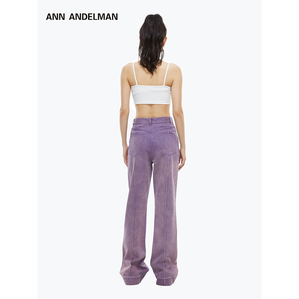 Ann Andelman Pink Patch Bootcut Denim Pants Purple