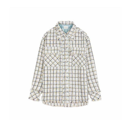 Charlie Luciano Tweed Tassel Overshirt White