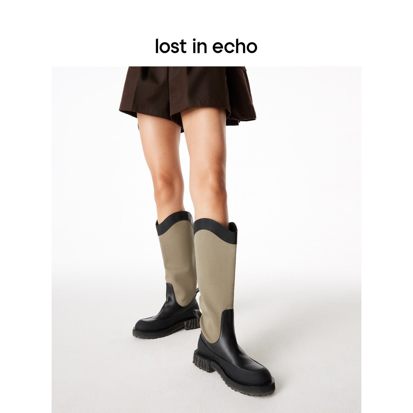 Lost In Echo Heel Cavalry Boots Sand