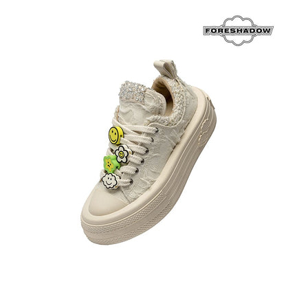 Foreshadow DIY Flower Patch Tweed Sneaker White