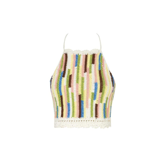 Rocha Roma Hand Crochet Multi-Color Knit Top Vest