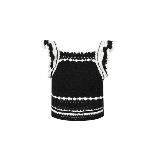 Rocha Roma Hand Crochet Knit Top Vest Black