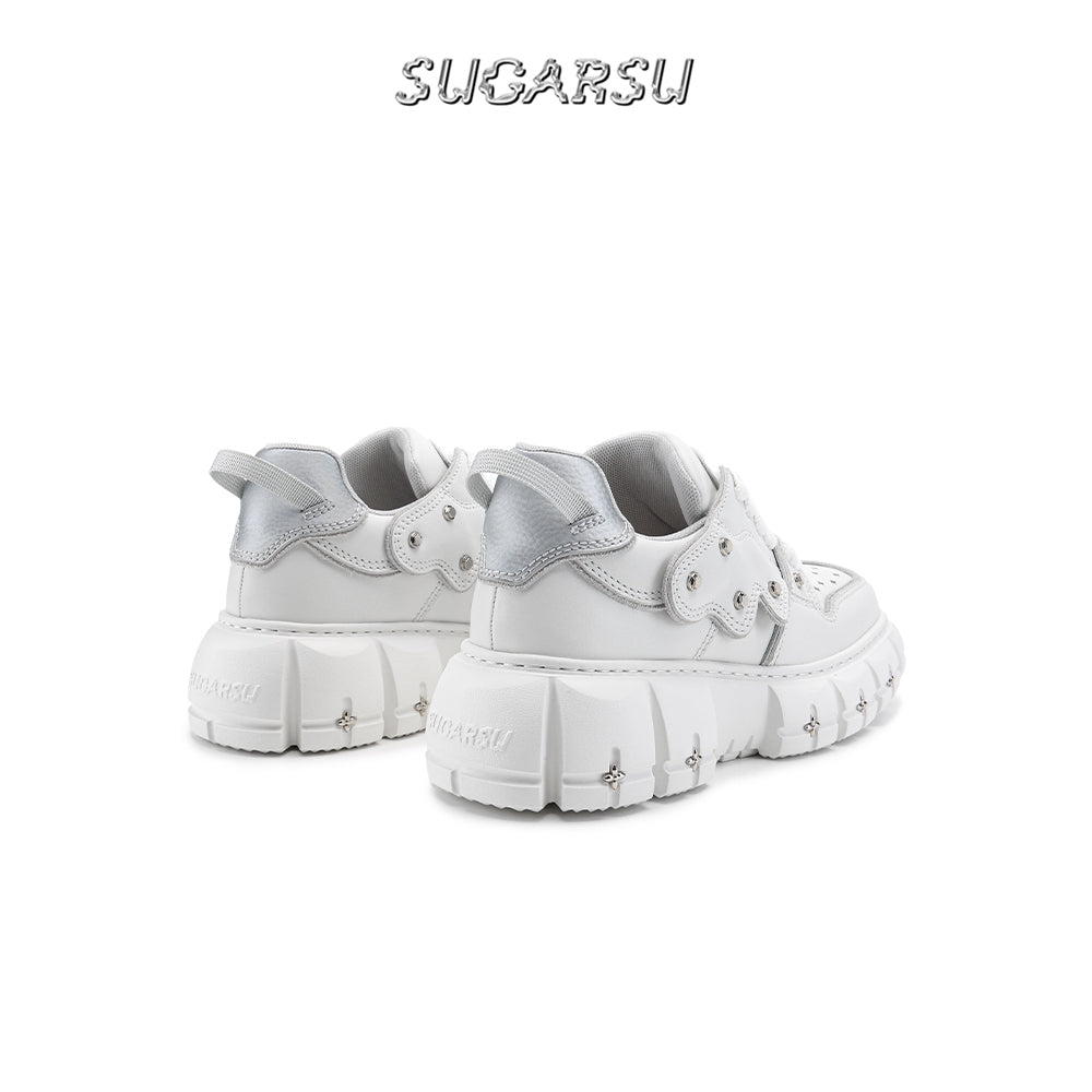 SugarSu Square Toe Stud Sneaker White