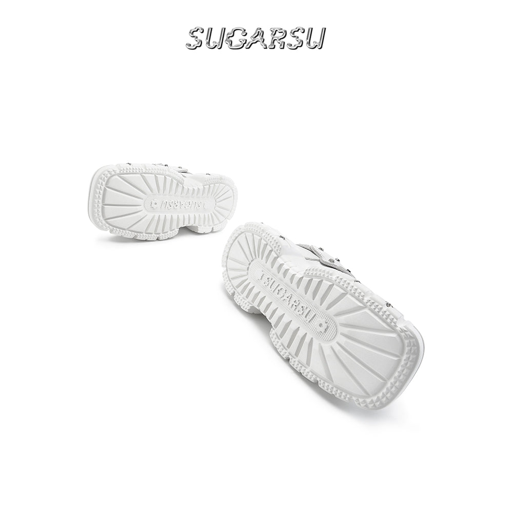 SugarSu Square Toe Stud Sneaker White