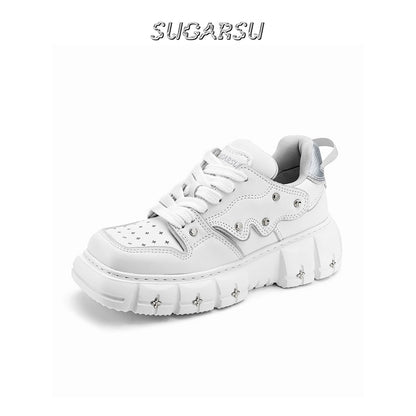 SugarSu Square Toe Stud Sneaker White