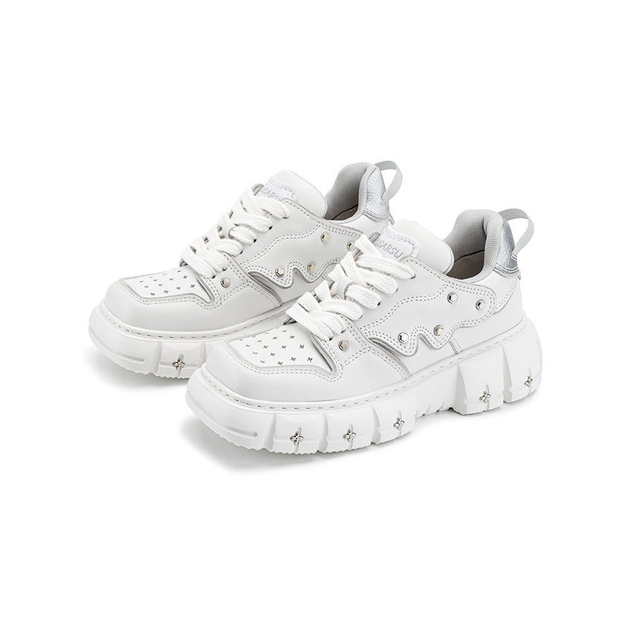 SugarSu Square Toe Stud Sneaker White