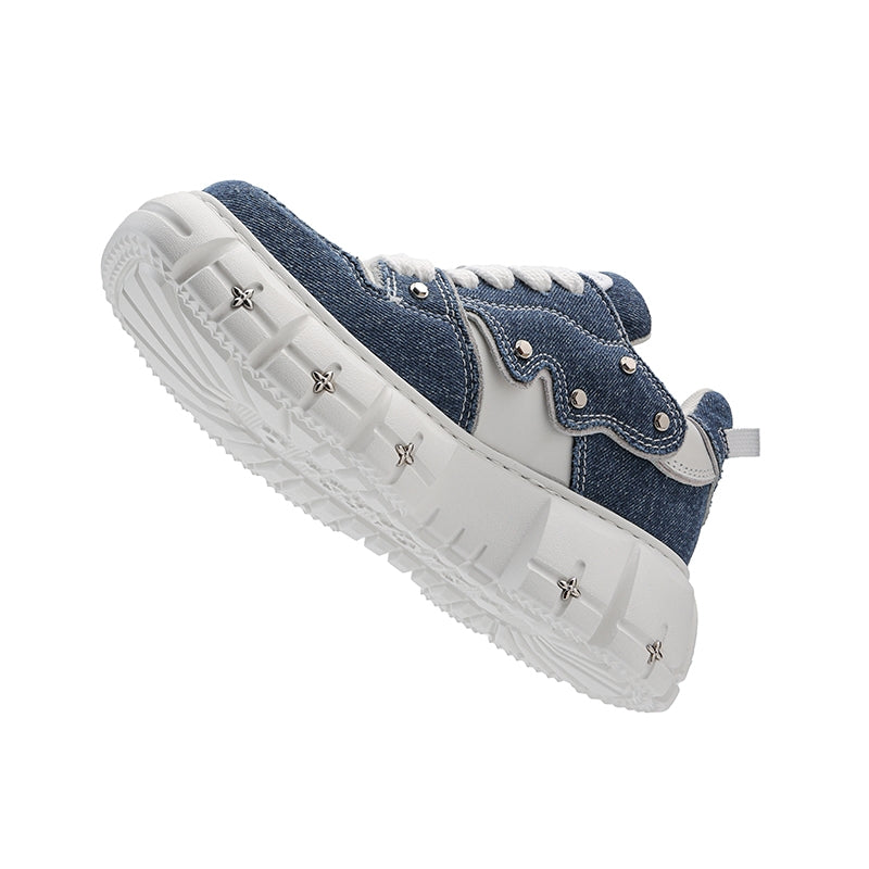 SugarSu Square Toe Stud Sneaker Denim Blue