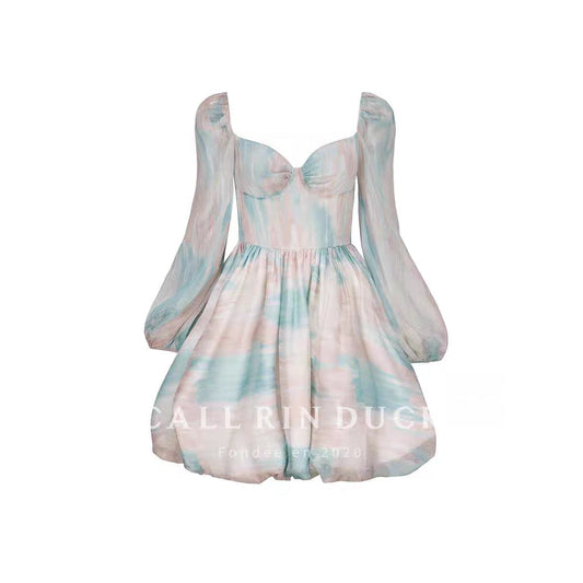 Callrinduck Aquatic Painting Puff Dress